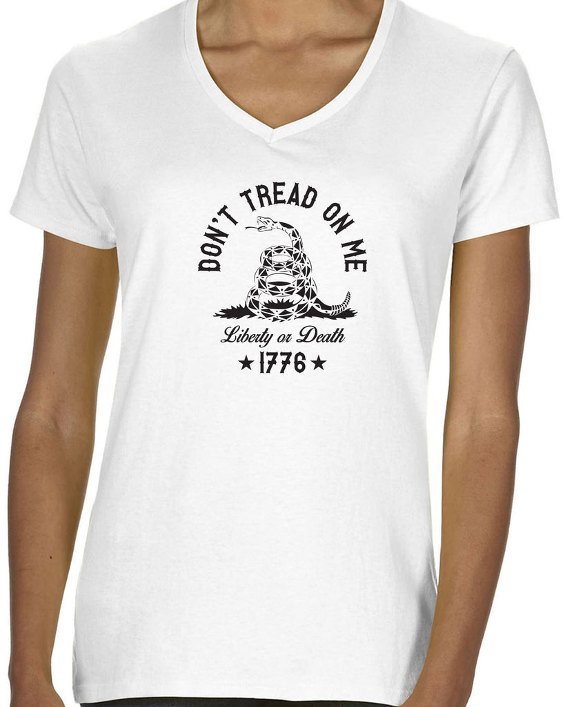 Don't Tread on Me Womens V-neck T-Shirt liberty or death 1776 america USA liberty independence freedom