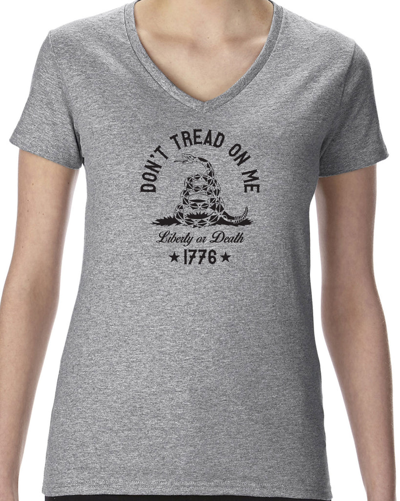 Don't Tread on Me Womens V-neck T-Shirt liberty or death 1776 america USA liberty independence freedom