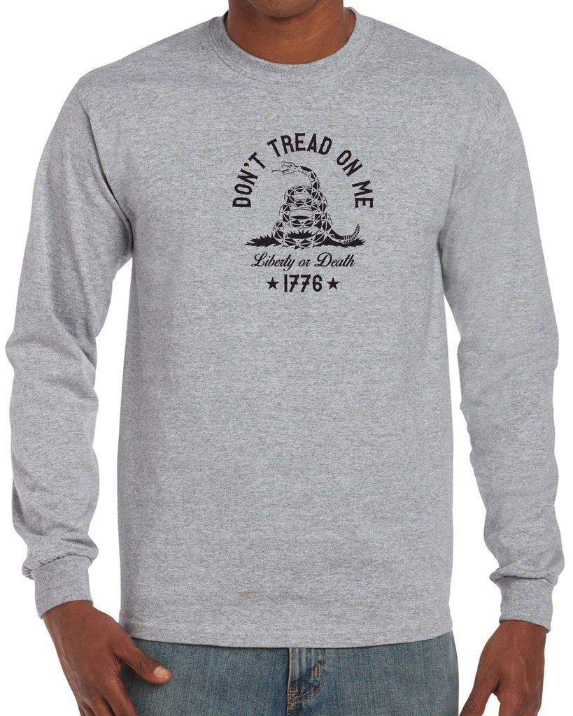 Don't Tread on Me Mens Long Sleeve Shirt liberty or death 1776 america USA liberty independence freedom