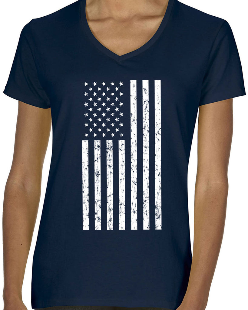 American Flag Womens V-Neck Shirt USA patriot merica republican democrat campaign election politics freedom liberty independence day 4th of july
