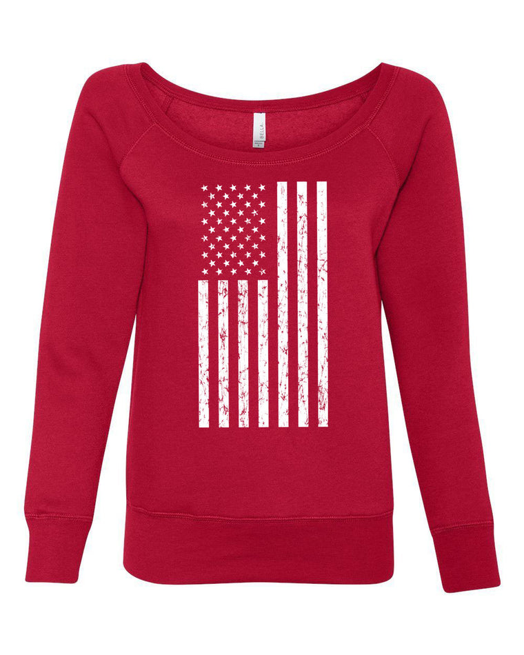 Women's Off the Shoulder Sweatshirt - American Flag