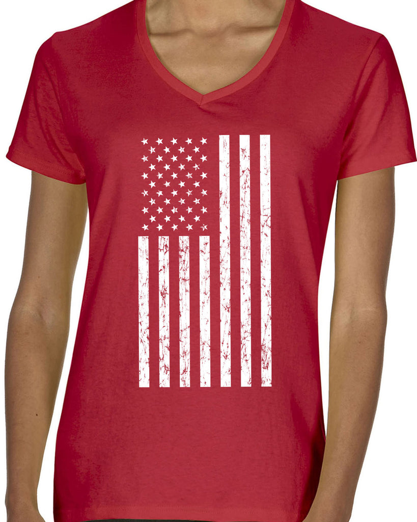 American Flag Womens V-Neck Shirt USA patriot merica republican democrat campaign election politics freedom liberty independence day 4th of july