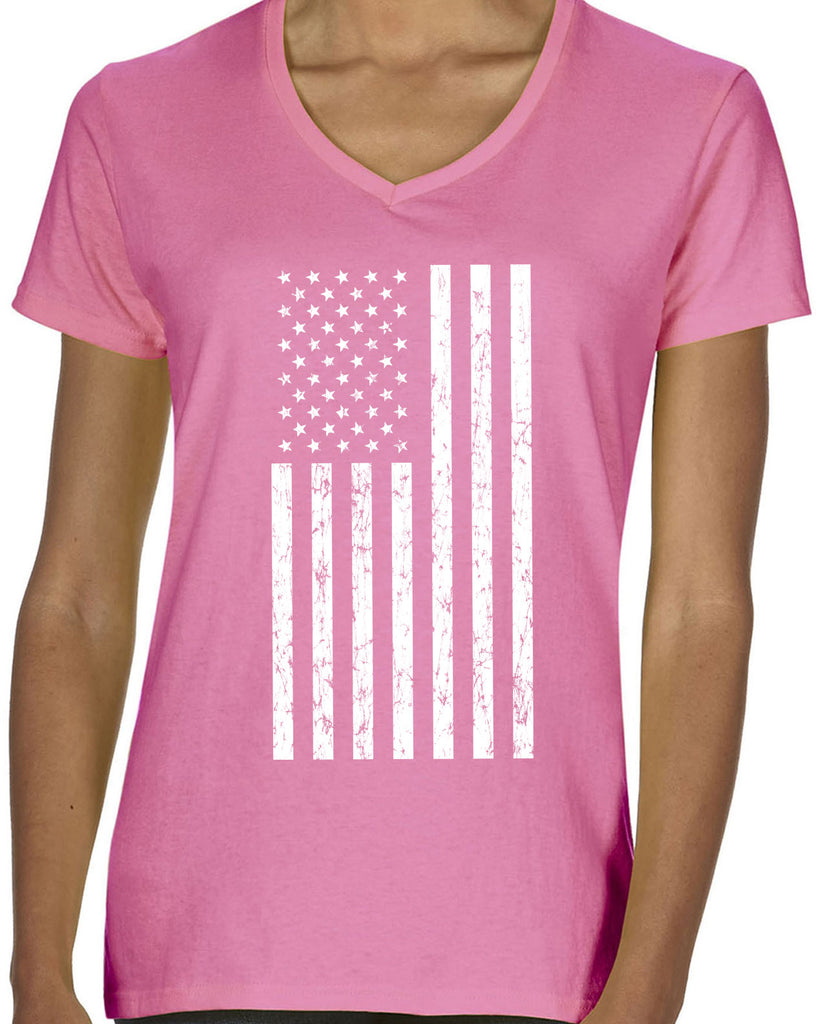 American Flag Womens V-Neck Shirt USA patriot merica republican democrat campaign election politics freedom liberty independence day 4th of july