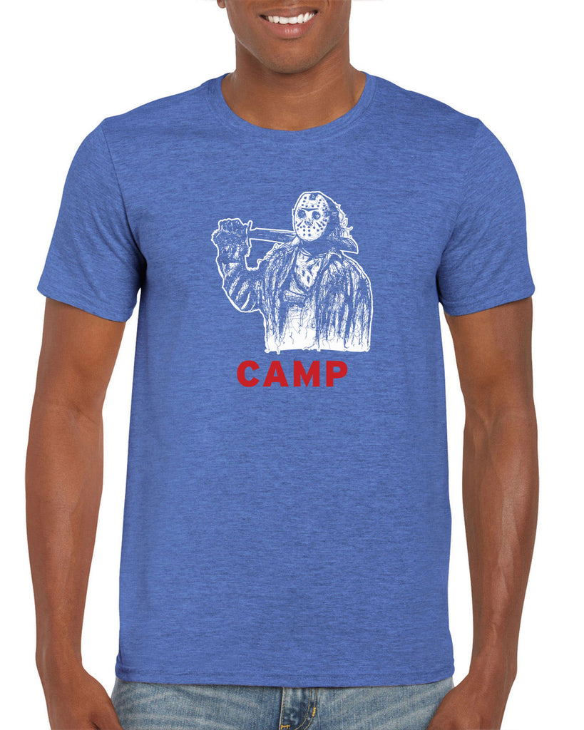 Camp Mens Short Sleeve Shirt camp crystal lake jason voorhees scary movie horror film 80s slasher halloween costume