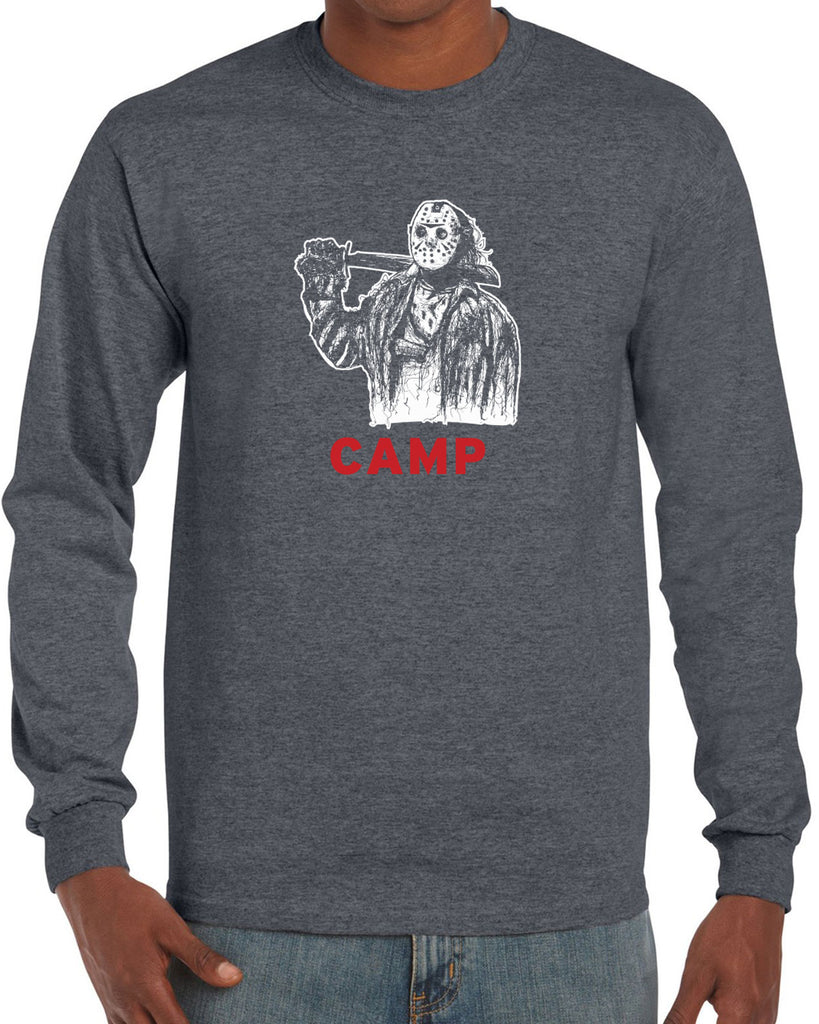Camp Mens Long Sleeve camp crystal lake jason voorhees scary movie horror film 80s slasher halloween costume
