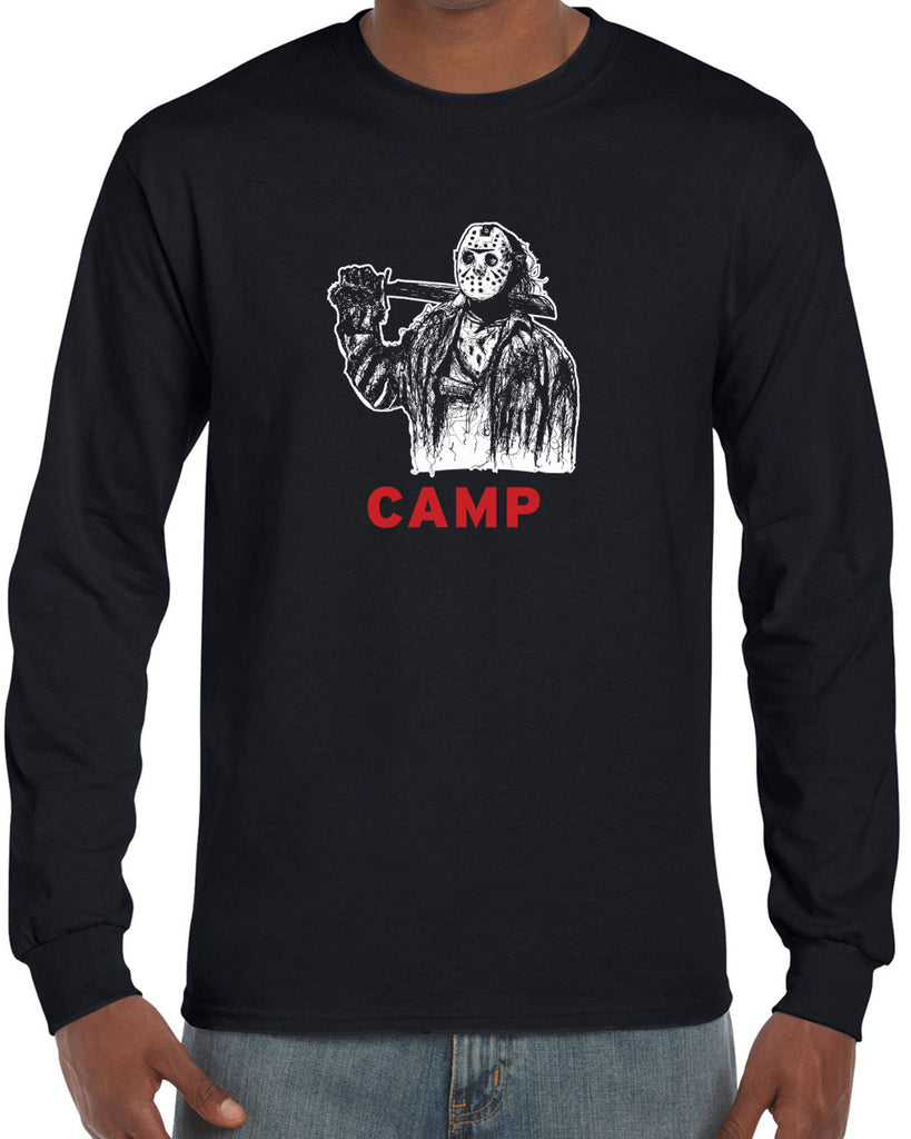 Camp Mens Long Sleeve camp crystal lake jason voorhees scary movie horror film 80s slasher halloween costume