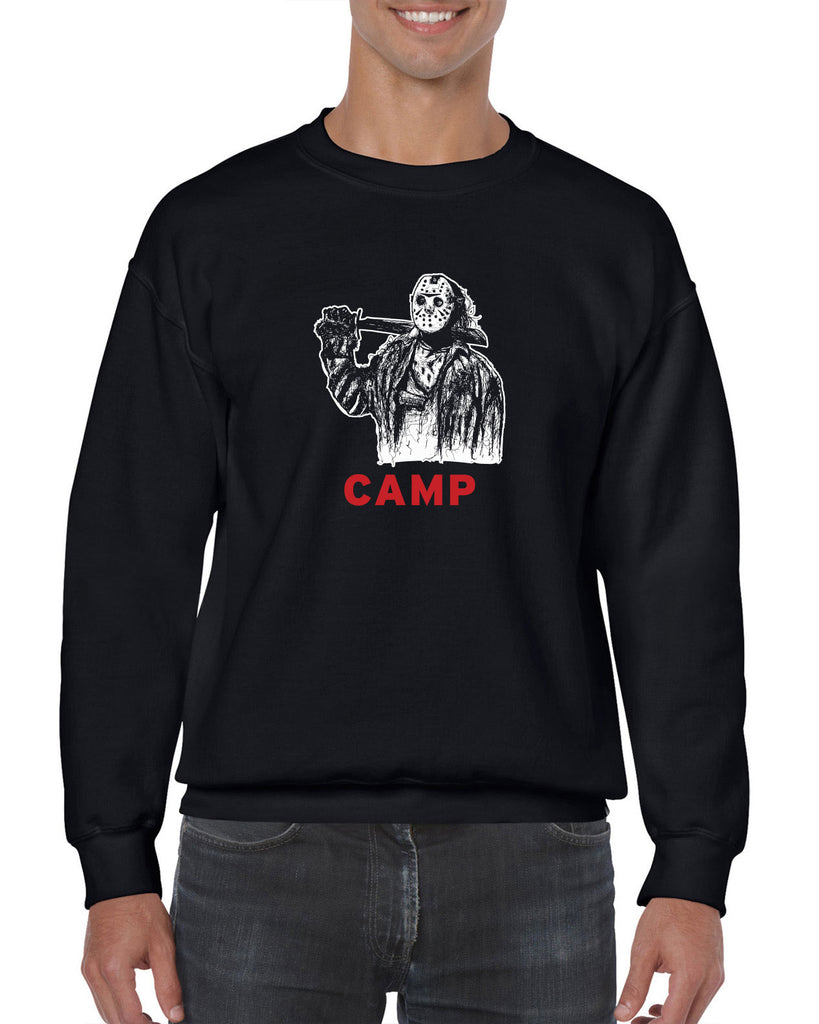 Camp Mens Crew Sweatshirt camp crystal lake jason voorhees scary movie horror film 80s slasher halloween costume