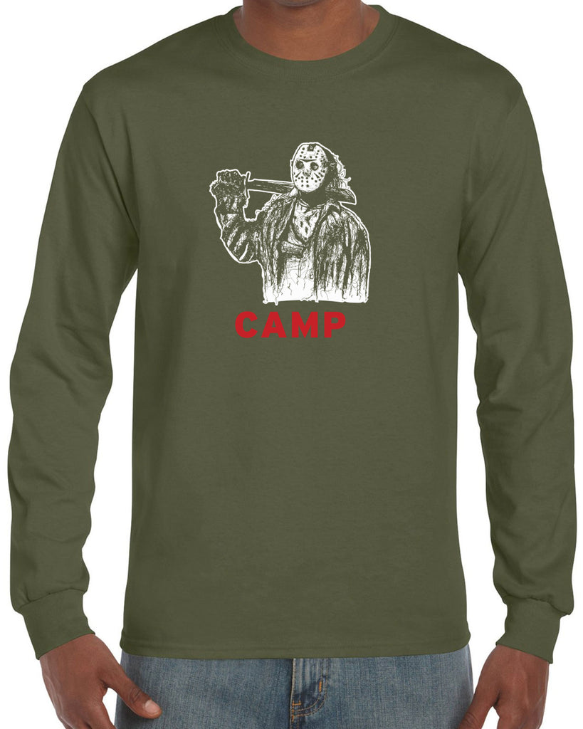 Camp Mens Long Sleeve camp crystal lake jason voorhees scary movie horror film 80s slasher halloween costume