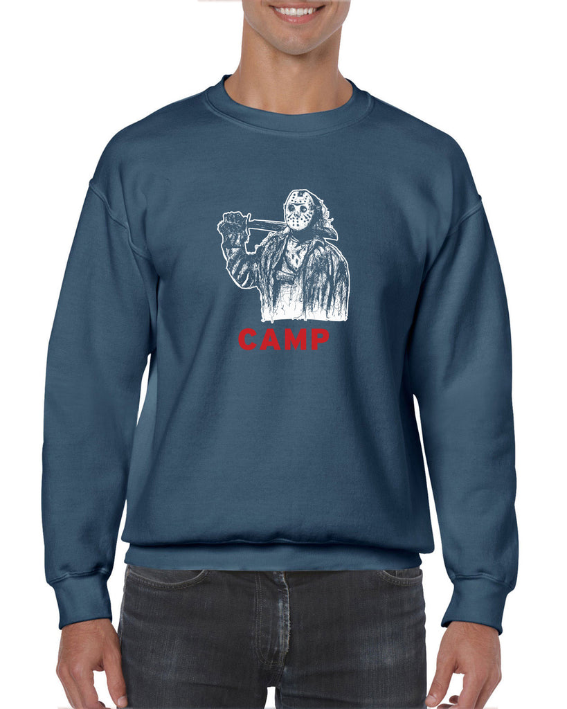 Camp Mens Crew Sweatshirt camp crystal lake jason voorhees scary movie horror film 80s slasher halloween costume
