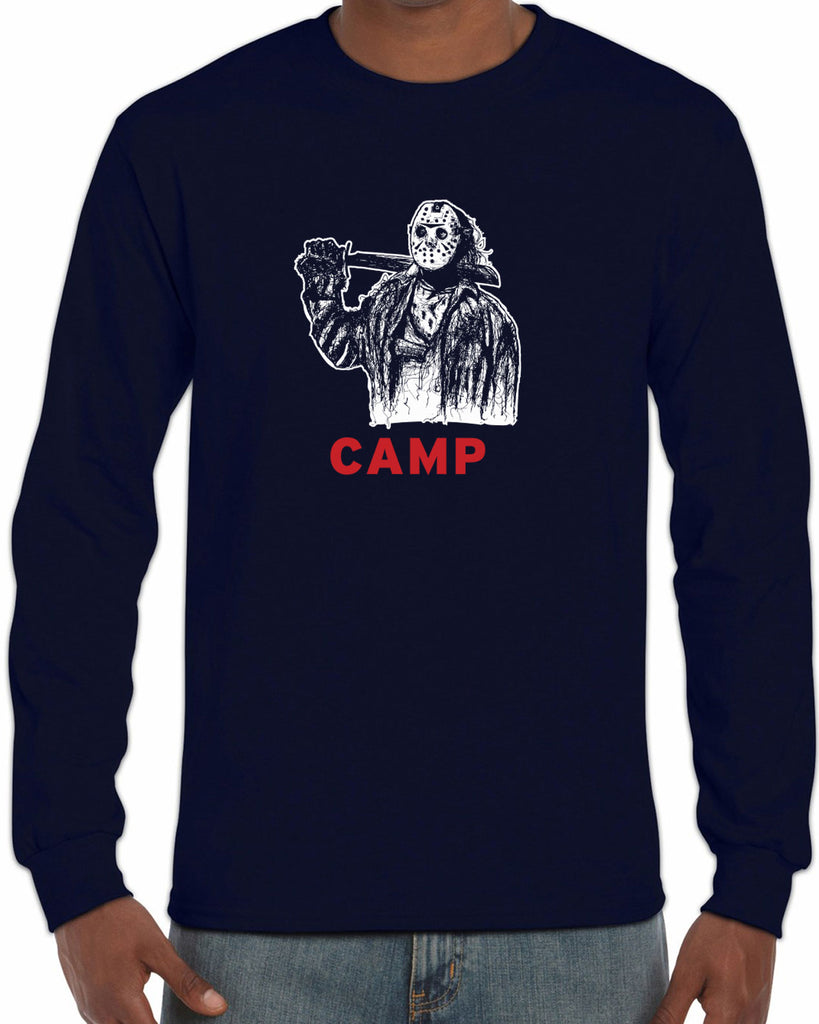 Camp Mens Long Sleeve camp crystal lake jason voorhees scary movie horror film 80s slasher halloween costume