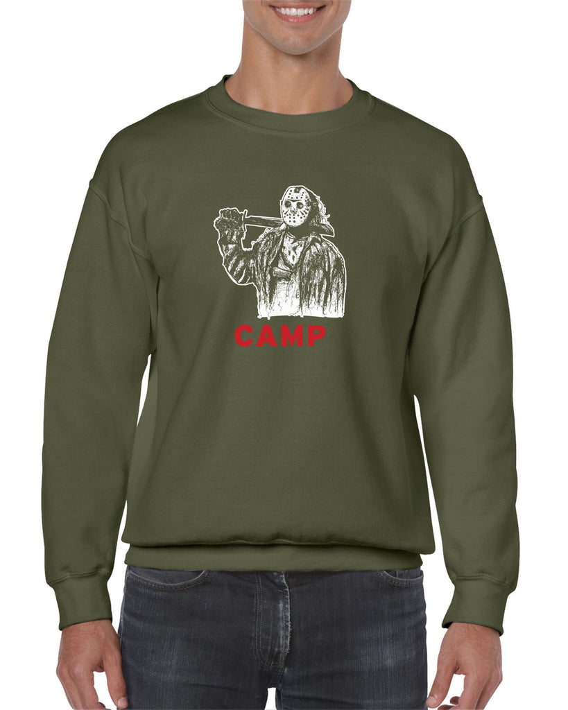 Camp Mens Crew Sweatshirt camp crystal lake jason voorhees scary movie horror film 80s slasher halloween costume