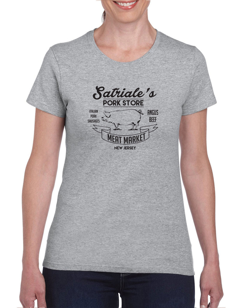 Satriales Pork Store Womens T-Shirt Mafia Mobsters Gangster The Sopranos Tv Show Tony New Jersey Bada Bing