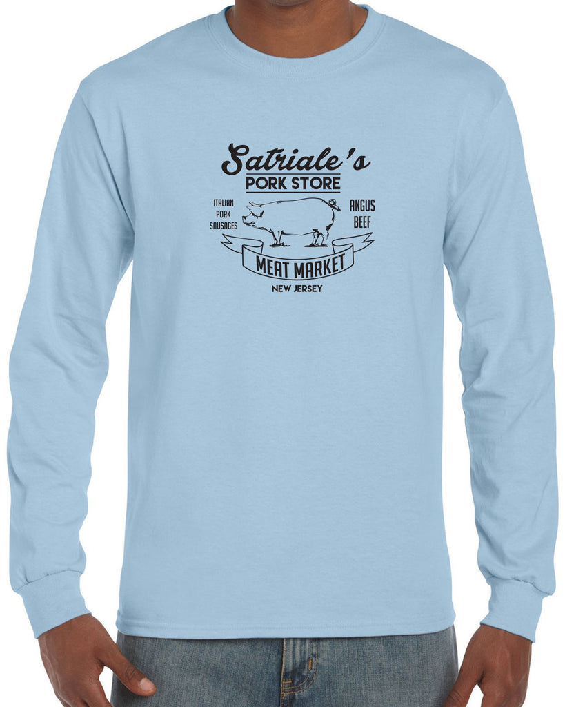 Satriales Pork Store Mens Long Sleeve Shirt Mafia Mobsters Gangster The Sopranos Tv Show Tony New Jersey Bada Bing
