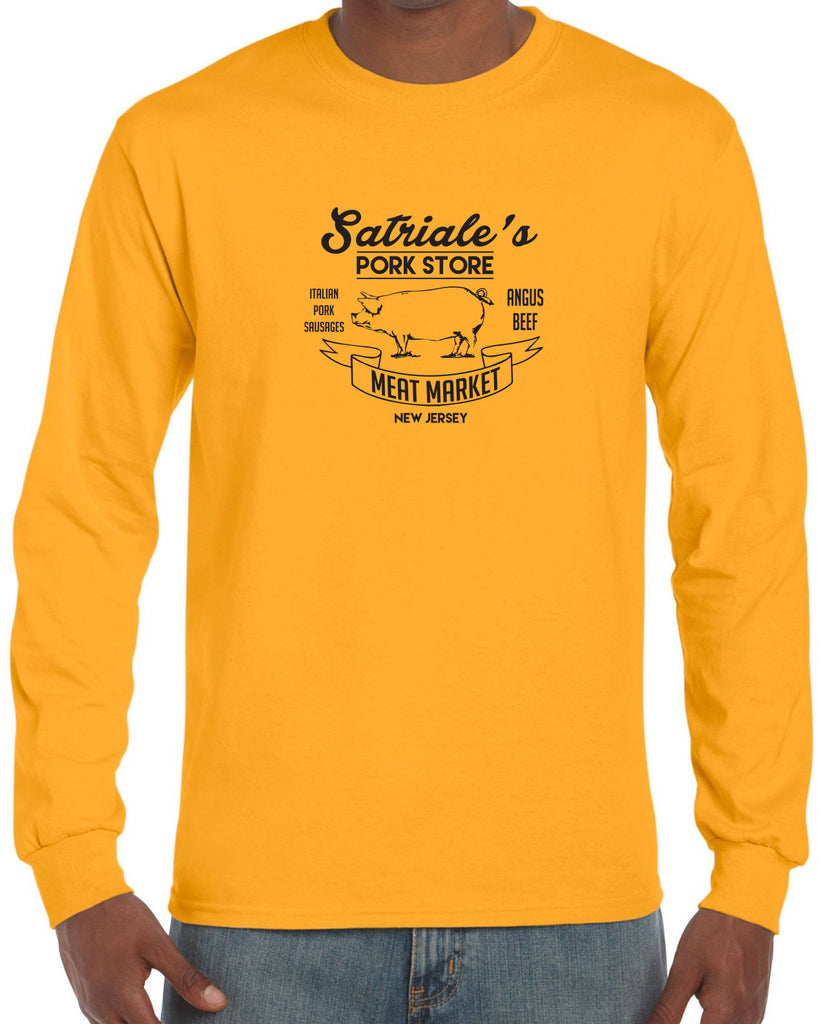 Satriales Pork Store Mens Long Sleeve Shirt Mafia Mobsters Gangster The Sopranos Tv Show Tony New Jersey Bada Bing