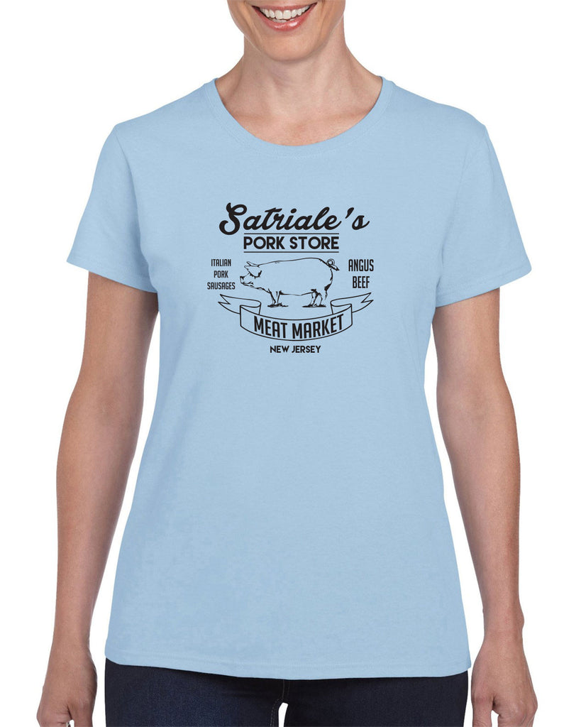 Satriales Pork Store Womens T-Shirt Mafia Mobsters Gangster The Sopranos Tv Show Tony New Jersey Bada Bing