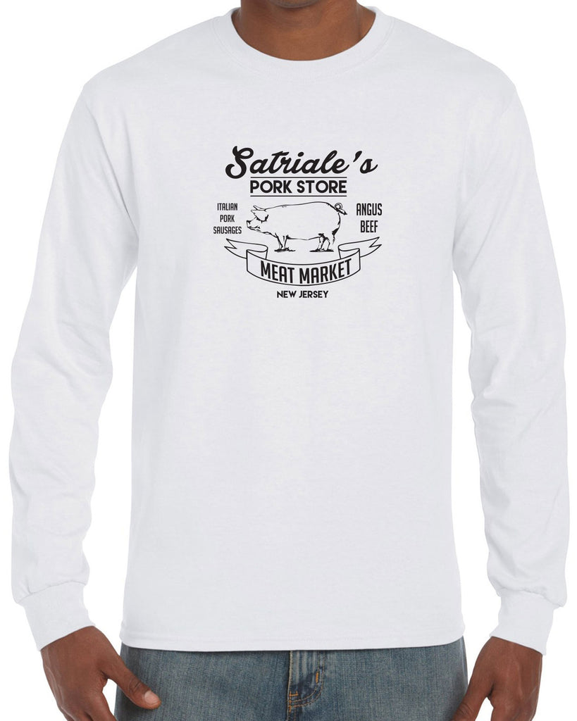 Satriales Pork Store Mens Long Sleeve Shirt Mafia Mobsters Gangster The Sopranos Tv Show Tony New Jersey Bada Bing