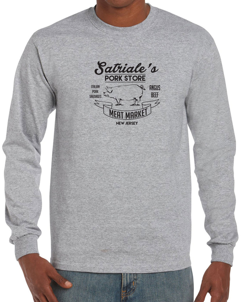 Satriales Pork Store Mens Long Sleeve Shirt Mafia Mobsters Gangster The Sopranos Tv Show Tony New Jersey Bada Bing