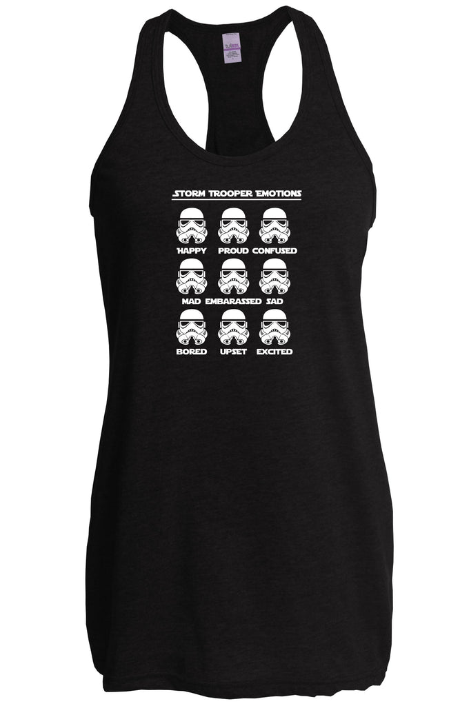 Storm Trooper Emotions Racer Back Tank Top Geek Nerd Star Wars 80s Dark Side Empire
