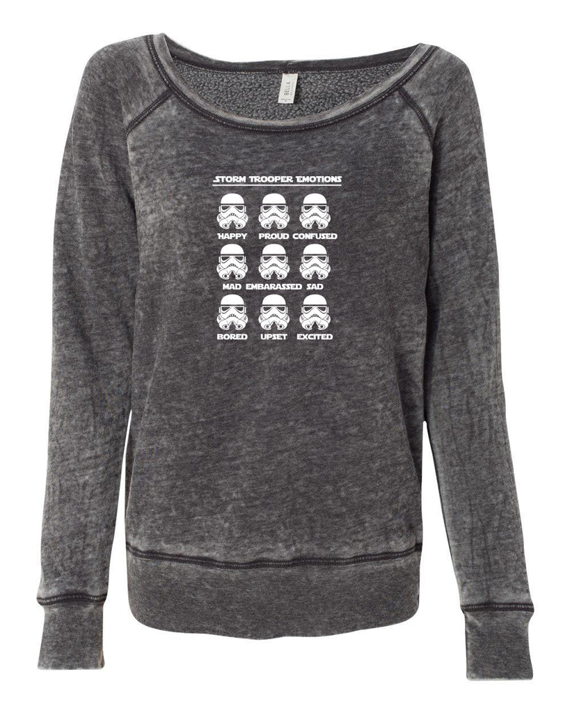 Storm Trooper Emotions Off The Shoulder Crew Sweatshirt Geek Nerd Star Wars 80s Dark Side Empire
