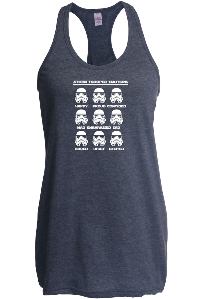Storm Trooper Emotions Racer Back Tank Top Geek Nerd Star Wars 80s Dark Side Empire
