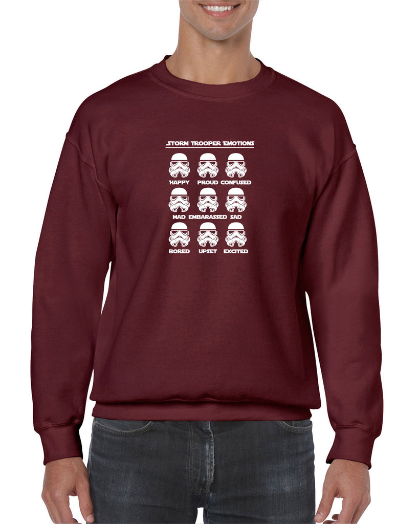 Storm Trooper Emotions Crew Sweatshirt Geek Nerd Star Wars 80s Dark Side Empire