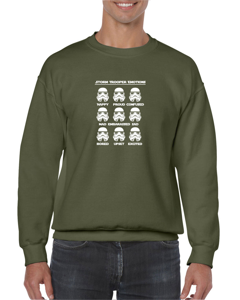 Storm Trooper Emotions Crew Sweatshirt Geek Nerd Star Wars 80s Dark Side Empire
