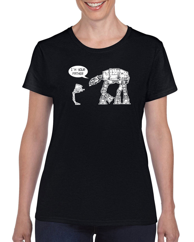 At At I'm your father I am Womens Short Sleeve Shirt imperial star walker wars dark side darth vader sci fi 80s nerd geek cosplay convention hot press apparel