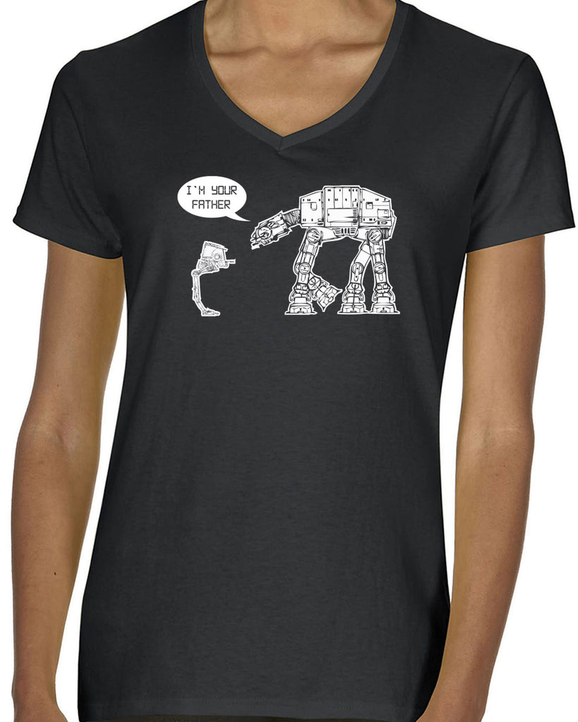 At At I'm your father I am Womens V-neck T-shrit imperial star walker wars dark side darth vader sci fi 80s nerd geek cosplay convention hot press apparel