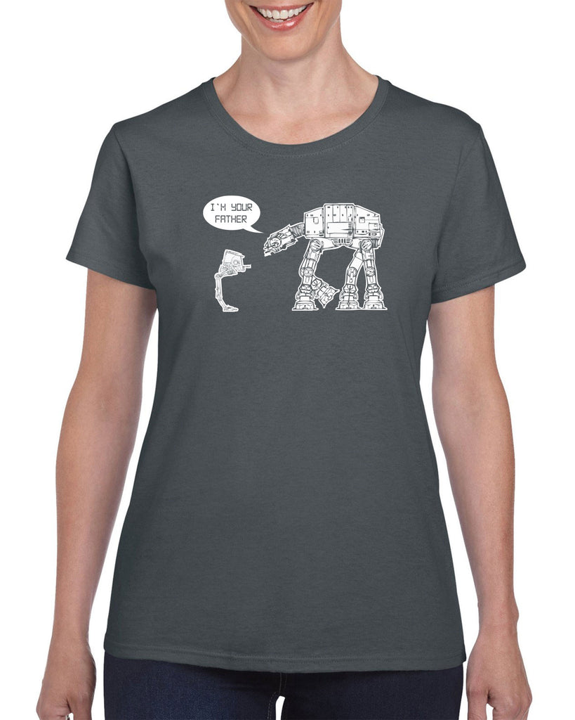 At At I'm your father I am Womens Short Sleeve Shirt imperial star walker wars dark side darth vader sci fi 80s nerd geek cosplay convention hot press apparel