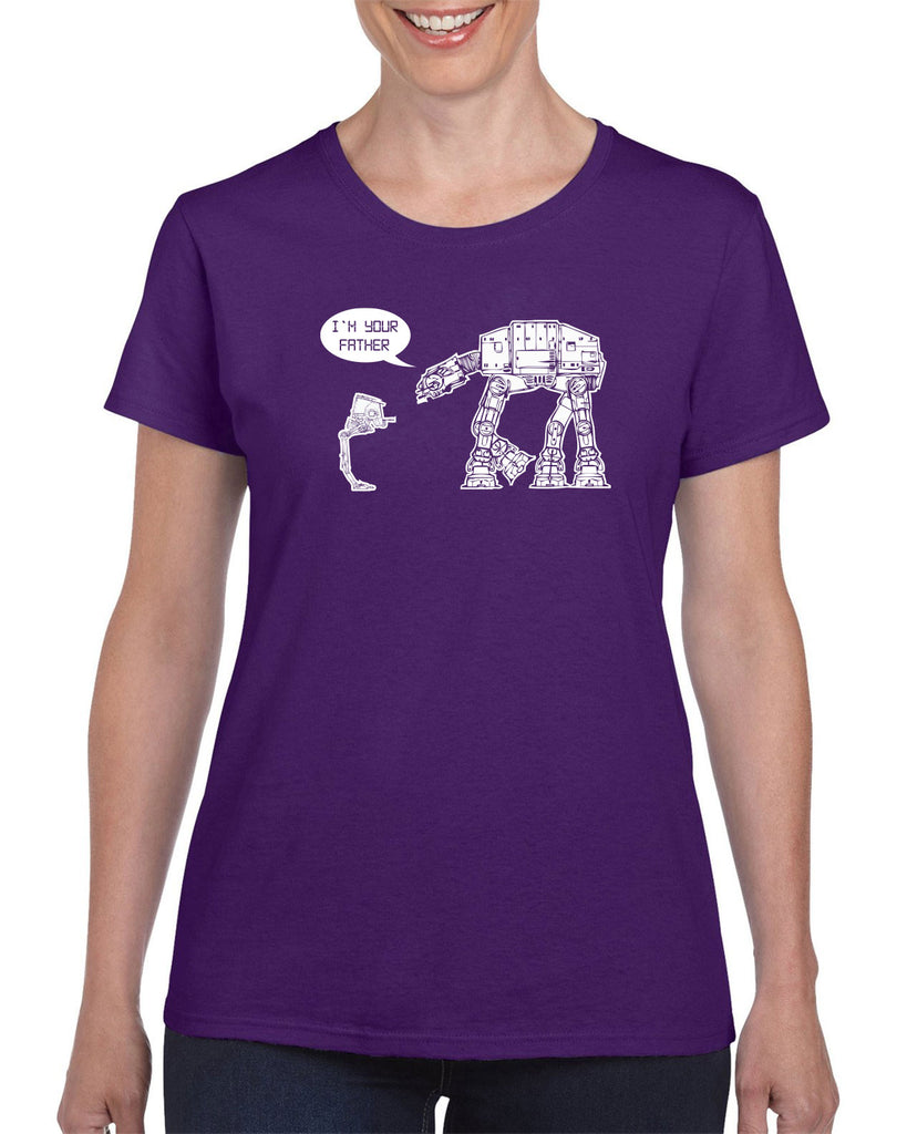 At At I'm your father I am Womens Short Sleeve Shirt imperial star walker wars dark side darth vader sci fi 80s nerd geek cosplay convention hot press apparel