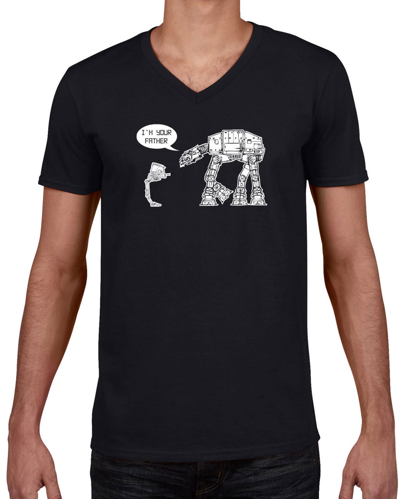 At At I'm your father I am Mens Short Sleeve V-neck T-Shirt imperial star walker wars dark side darth vader sci fi 80s nerd geek cosplay convention hot press apparel