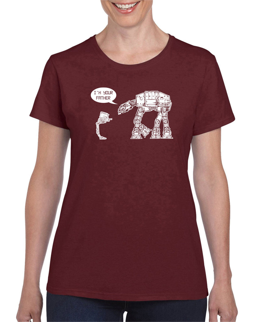 At At I'm your father I am Womens Short Sleeve Shirt imperial star walker wars dark side darth vader sci fi 80s nerd geek cosplay convention hot press apparel