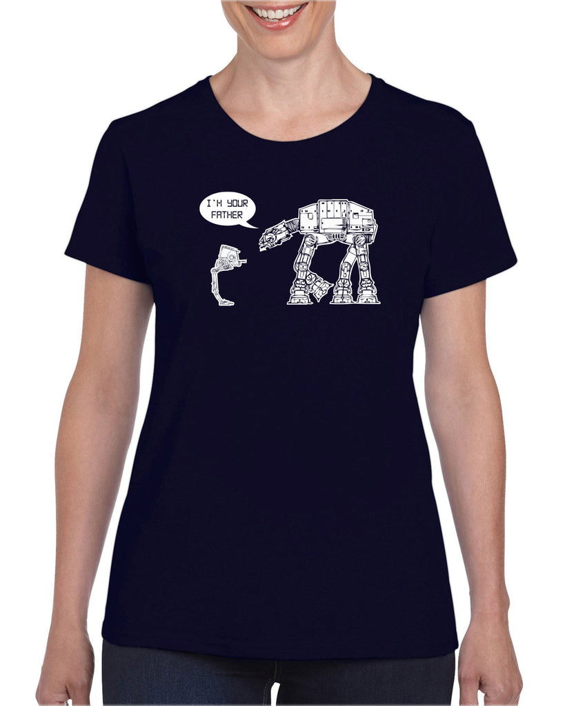 At At I'm your father I am Womens Short Sleeve Shirt imperial star walker wars dark side darth vader sci fi 80s nerd geek cosplay convention hot press apparel