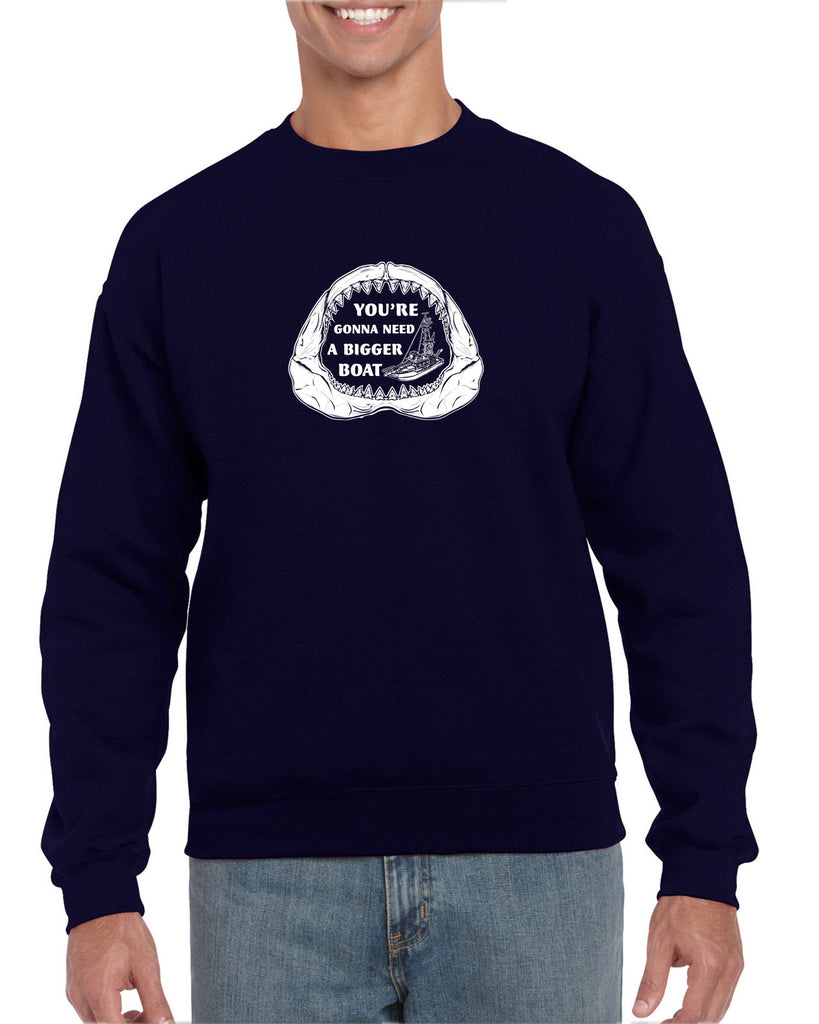 You're Gonna Need A Bigger Boat Crew Sweatshirt Funny Movie Jaws 70s Great White Quints Fishing Scary Movie