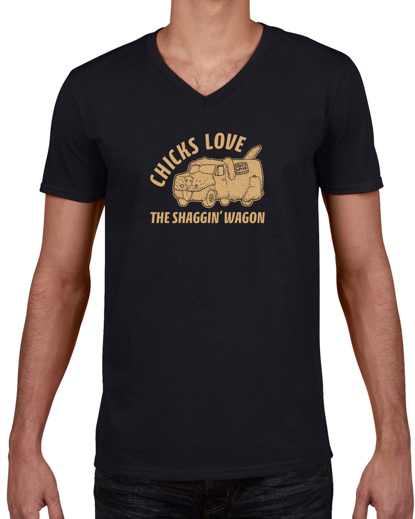 Mutt Cutts Shagging Wagon Mens V Neck Shirt Dumb and Dumber 90s Funny Comedy