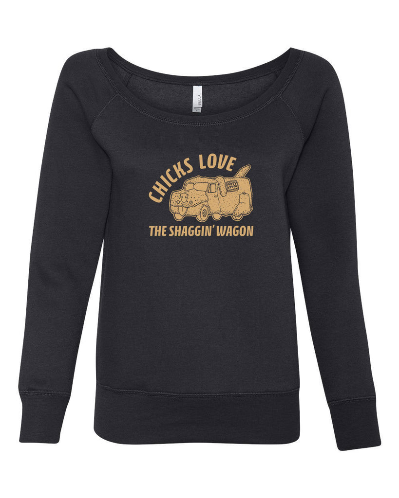 Mutt Cutts Shagging Wagon Off The Shoulder Womens Crew Sweatshirt Dumb and Dumber 90s Funny Comedy