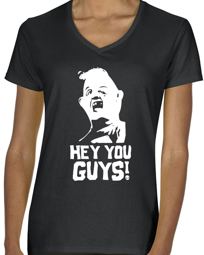 Hot Press Apparel Hey You Guys Goonies Movie 80s Sloth Chunk Pirate Ship Treasure Map Gift Present Christmas Halloween Costume Party College Humor Funny Vintage Old School Women's Shirt V-Neck T-Shirt Sale