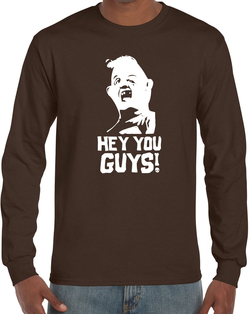 Hot Press Apparel Hey You Guys Goonies Men's Shirt Long Sleeve 80s Movie Sloth Love Chunk Pirate Shop Treasure Map College party Gift Present Halloween Costume Christmas
