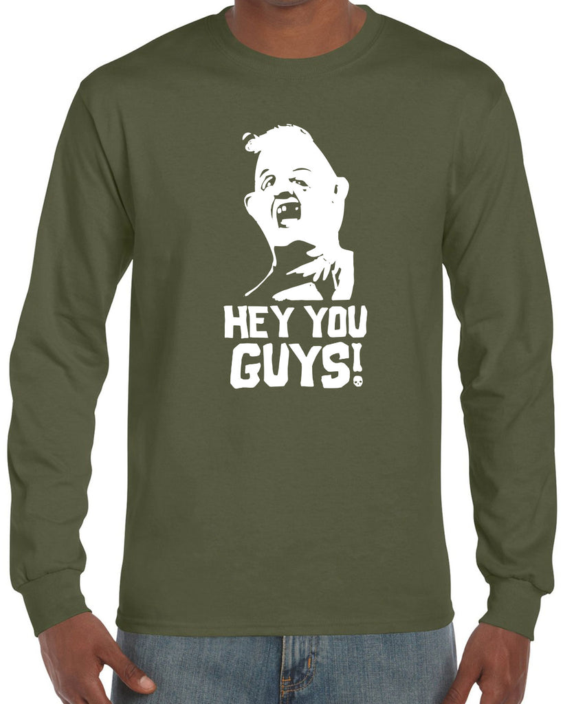 Hot Press Apparel Hey You Guys Goonies Men's Shirt Long Sleeve 80s Movie Sloth Love Chunk Pirate Shop Treasure Map College party Gift Present Halloween Costume Christmas