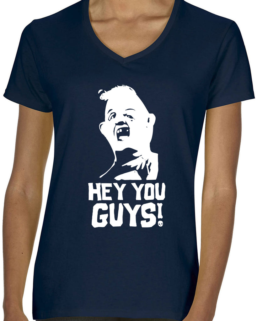 Hot Press Apparel Hey You Guys Goonies Movie 80s Sloth Chunk Pirate Ship Treasure Map Gift Present Christmas Halloween Costume Party College Humor Funny Vintage Old School Women's Shirt V-Neck T-Shirt Sale