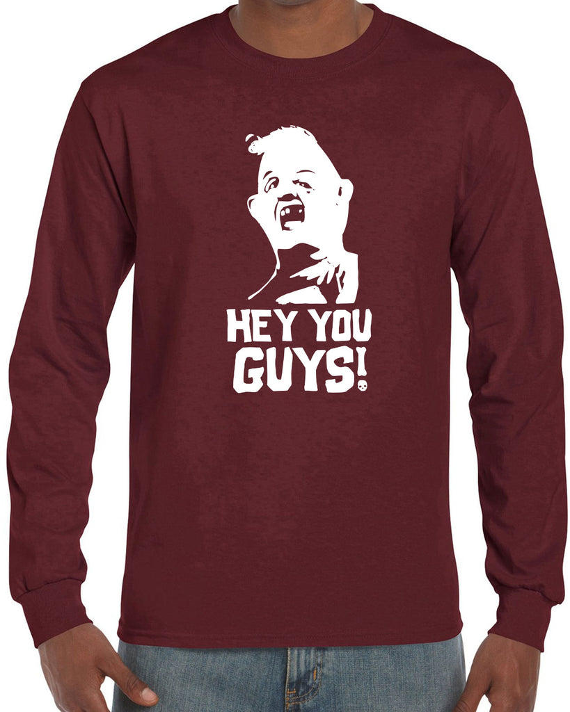 Hot Press Apparel Hey You Guys Goonies Men's Shirt Long Sleeve 80s Movie Sloth Love Chunk Pirate Shop Treasure Map College party Gift Present Halloween Costume Christmas