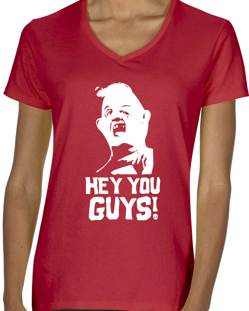 Hot Press Apparel Hey You Guys Goonies Movie 80s Sloth Chunk Pirate Ship Treasure Map Gift Present Christmas Halloween Costume Party College Humor Funny Vintage Old School Women's Shirt V-Neck T-Shirt Sale