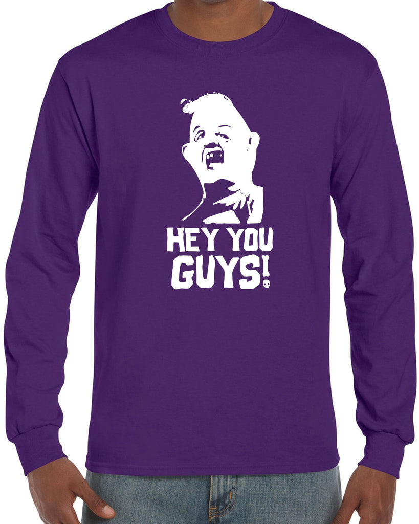 Hot Press Apparel Hey You Guys Goonies Men's Shirt Long Sleeve 80s Movie Sloth Love Chunk Pirate Shop Treasure Map College party Gift Present Halloween Costume Christmas