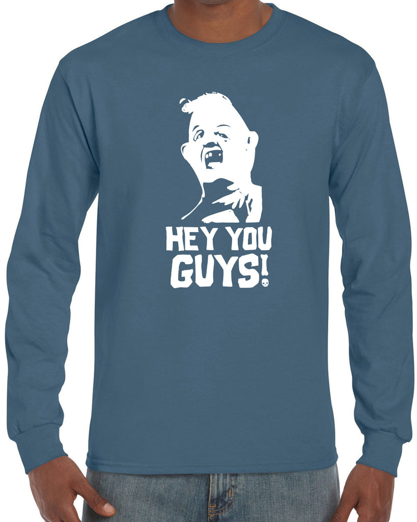Hot Press Apparel Hey You Guys Goonies Men's Shirt Long Sleeve 80s Movie Sloth Love Chunk Pirate Shop Treasure Map College party Gift Present Halloween Costume Christmas