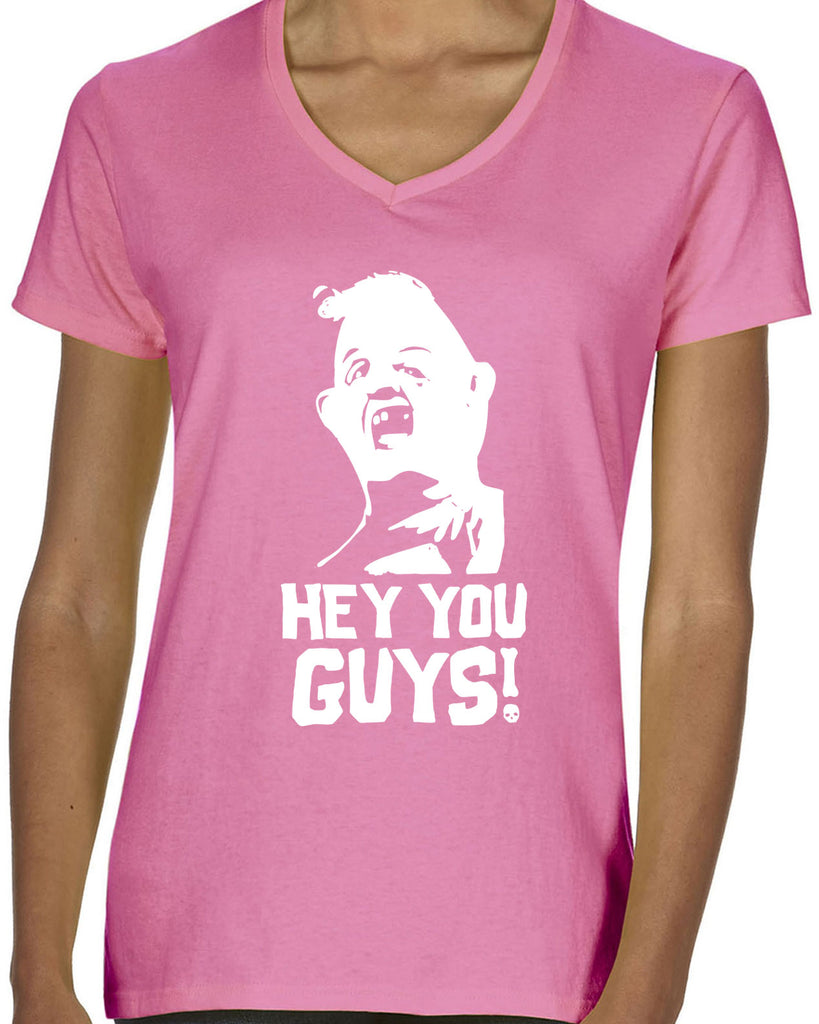 Hot Press Apparel Hey You Guys Goonies Movie 80s Sloth Chunk Pirate Ship Treasure Map Gift Present Christmas Halloween Costume Party College Humor Funny Vintage Old School Women's Shirt V-Neck T-Shirt Sale