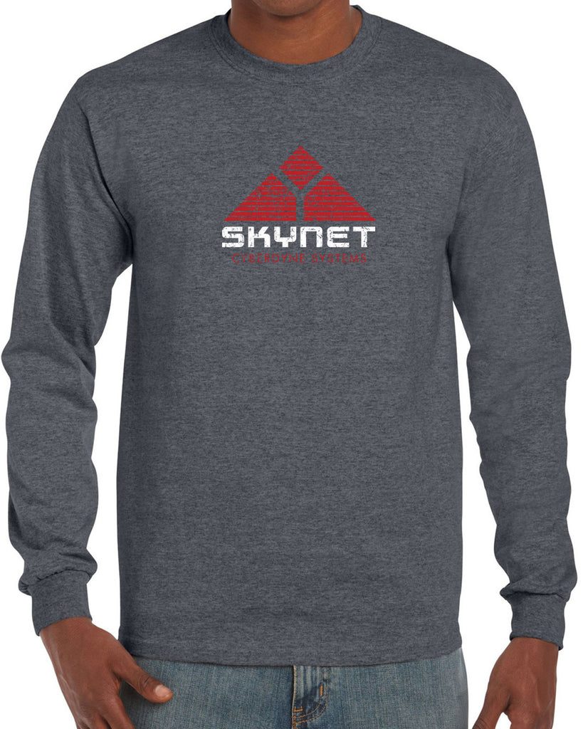 Skynet Cyberdyne Systems Mens Long Sleeve Shirt Terminator 90s 80s Judgement Day Movie Vintage Retro