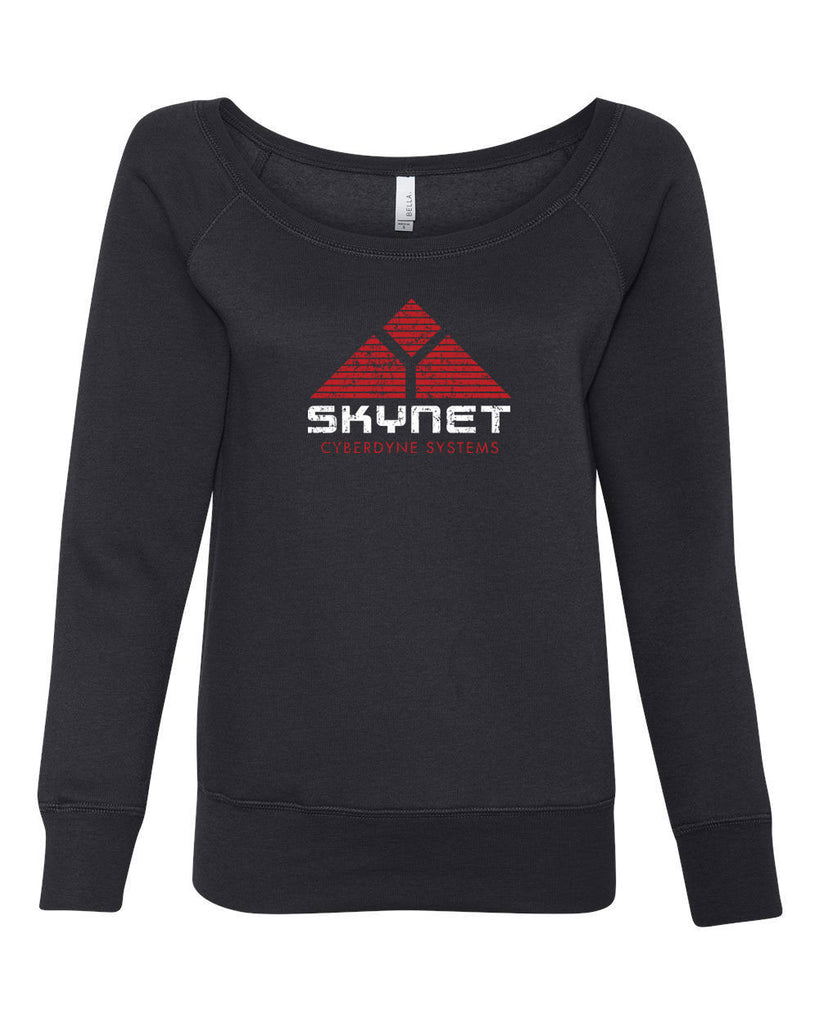 Skynet Cyberdyne Systems Womens Off The Shoulder Crew Sweatshirt Terminator 90s 80s Judgement Day Movie Vintage Retro