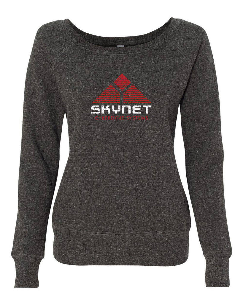 Skynet Cyberdyne Systems Womens Off The Shoulder Crew Sweatshirt Terminator 90s 80s Judgement Day Movie Vintage Retro