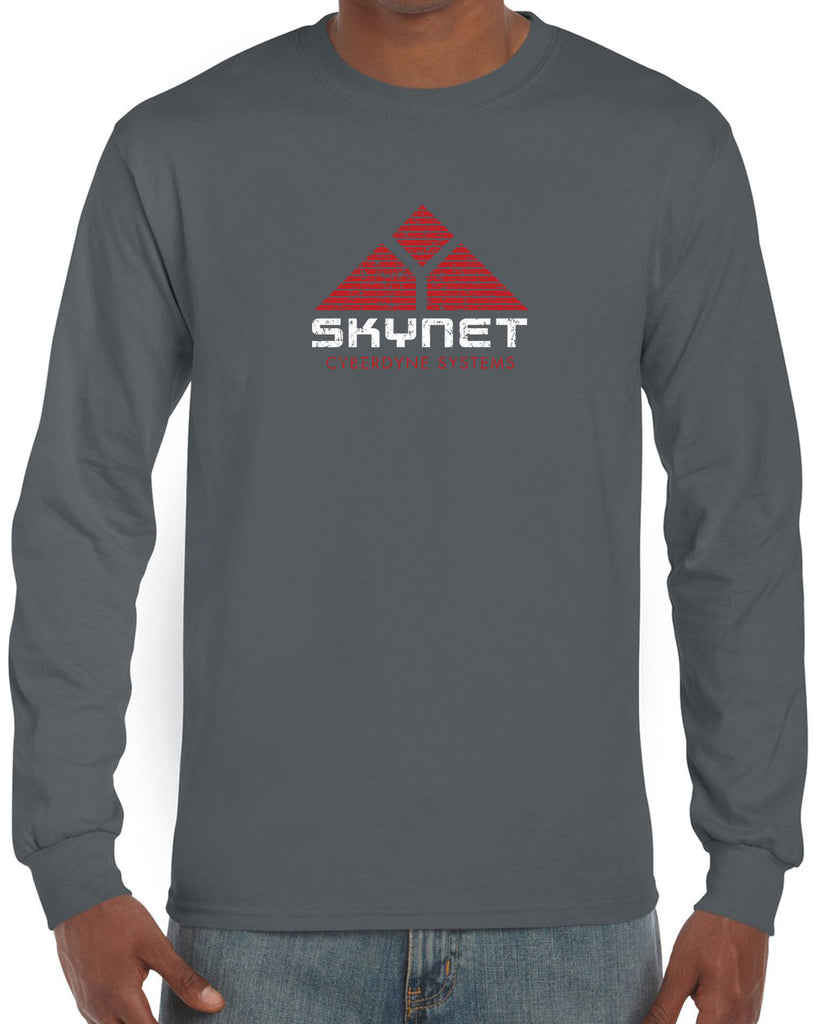 Skynet Cyberdyne Systems Mens Long Sleeve Shirt Terminator 90s 80s Judgement Day Movie Vintage Retro