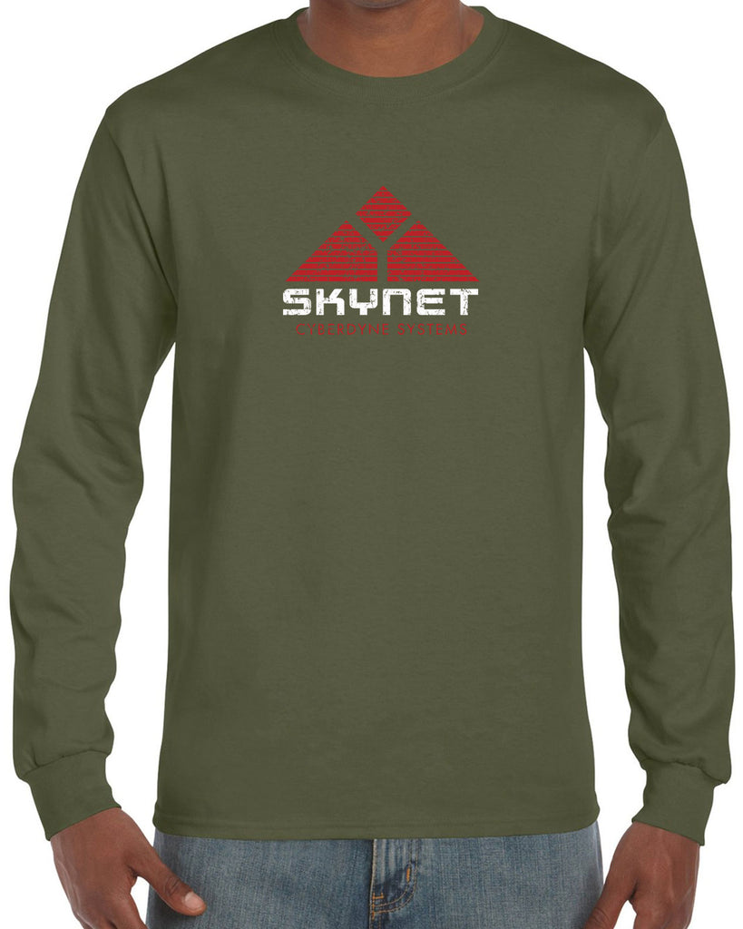 Skynet Cyberdyne Systems Mens Long Sleeve Shirt Terminator 90s 80s Judgement Day Movie Vintage Retro
